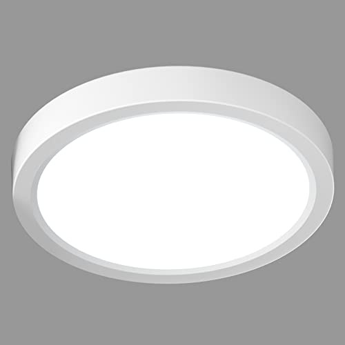 LVL Taklampa LED 12W 18cm Vit, Liten Rund Platt Taklampa för Vardagsrum, Sovrum, Kök, Hall, Kontor, Badrum