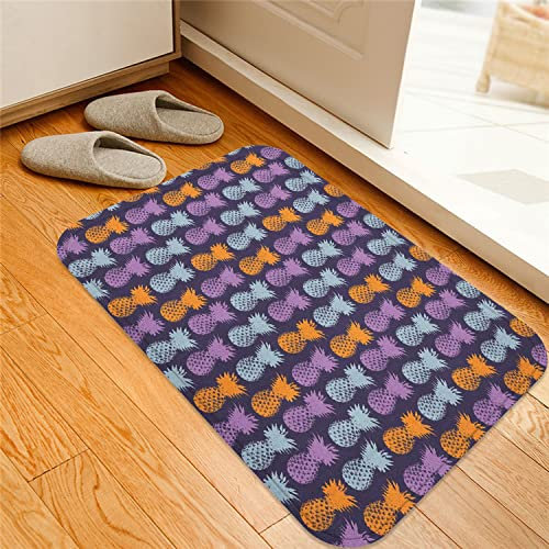 ESVET Badematte rutschfest Teppich,Ananas Summer Island Tropenfruchtmuster gestempelt minimaler Hintergrund Pop Art Pflaume Orange,Badezimmer Set Matte rutschfest WC-Vorleger 40 x 60 cm