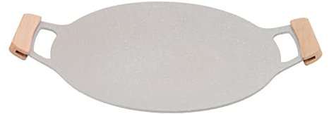 Tyenaza Sartén Coreana para Parrilla, Placa Antiadherente para Estufa con Asas, Sartén Redonda De Aluminio Compatible con Estufa De Gas, Estufa De Inducción, Horno, Parrillas (34cm)