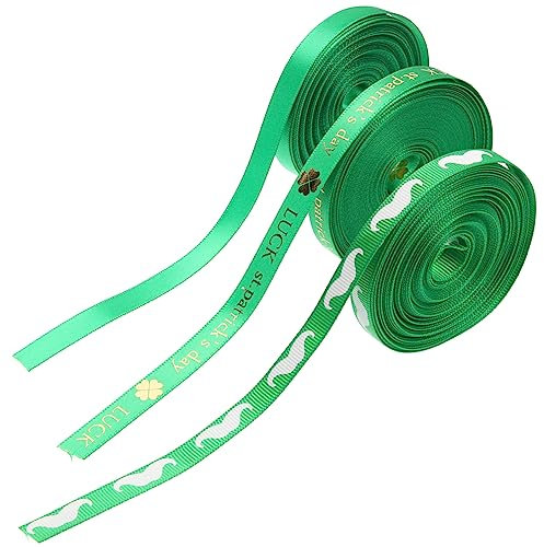 Amosfun 3 Rollen Verpackungsband Gründekor Geschenkband Band Für Schleifen Diy Bastelband Grüne Bandverzierungen Klee-ripsband Bastelband Machen Diy Basteldeko St Patricks Day Grünes Band