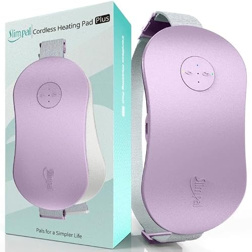 Slimpal Heat Pads for Period Pain Relief, Menstrual Heating Pad for Cramps | Portable Wearable Cordless Electric Heat Pad Belt, Rechargeable, Constant Working, Gifts for Women Her Girls Wife Mom, Purple