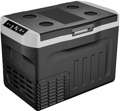 EUHOMY 12 volt kylskåp, 12 V bilkylskåp 32 QT (30 L) bärbar frys (-15,6 °F~20 °F), kompressor elektrisk kylare med 12/24 V DC och 110-240 V AC, kompressor elektrisk kylare för camping, resor, lastbil