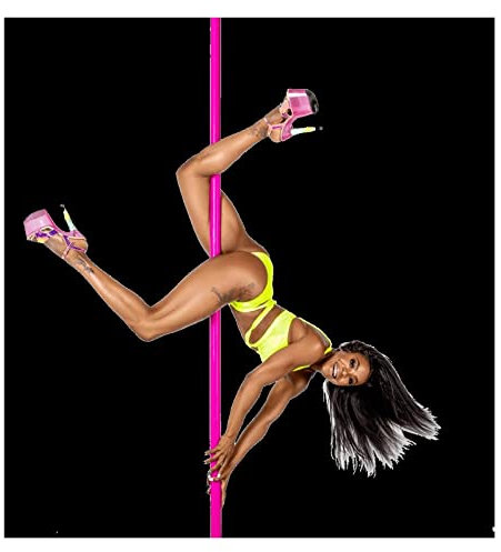 Barra Pole Dance Barra de baile de silicona rosa para techo alto del hogar, barra de baile portátil estática giratoria para dormitorio, apartamento, club, barra de baile resistente para tallas grande
