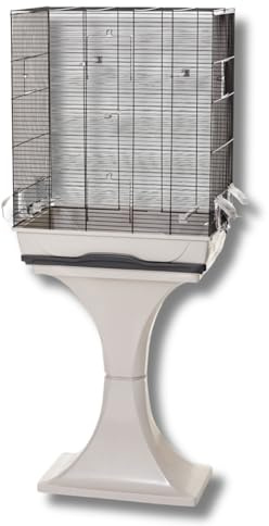 Pet's Market Ambra Gabbia Chiusa Voliera Con Supporto per Uccelli in Metallo Canarini Pappagallini Calopsite Inseparabili Piccoli volatili Posatoi Mangiatoie 57x37x139 cm Colori assortiti