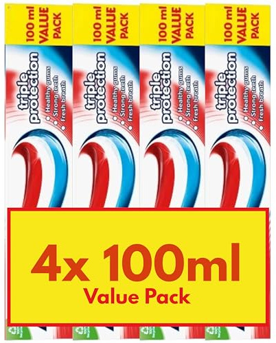 4 Pack Bundle - Aquafresh Triple Protection Toothpaste (4X 100ml) Value Pack.