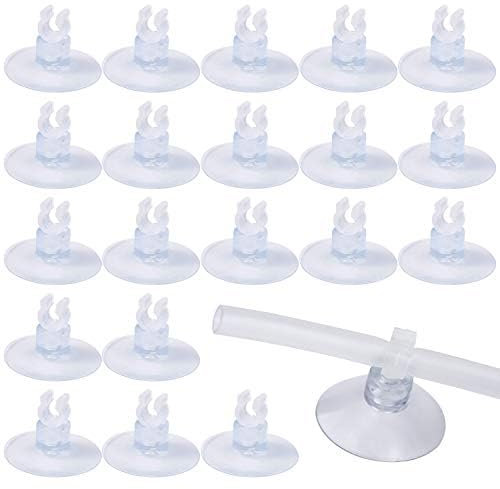 MINSHUXI 20 Pcs Ventouses Transparent pour Aquarium, 5mm Ventouses Aquarium avec Porte-Tube Clips Pinces pour Poissons d'Aquarium Ventouses Pompe à Air