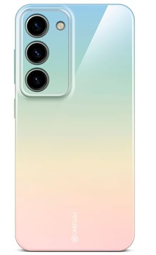 ONEFLOW Splash - Cover rigida per Samsung Galaxy S23, con motivo di design, con protezione per fotocamera, motivo stampato, sottile, colore: menta e rosa