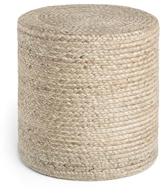 Hanse Home Jutta Pouf en Toile de Jute Naturelle - Forme cylindrique au Look bohème - Tabouret Ottoman - Coussin d'assise pour Salon, Salle à Manger, Couloir - Grège Naturel - 40 x 40 x 40 cm