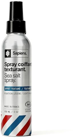 Sapiens Sea Salt Spray Uomo - Spray al Sale Marino per Capelli BIO e Naturale - Effetto Testurizzante e Volumizzante - Arricchito con Cheratina - Profumo Marino - Prodotto in Francia 150ml