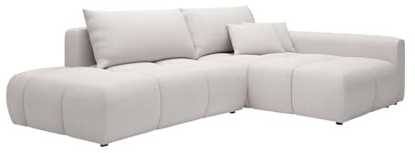 Vente-unique-Divano letto angolo destro aperto in tessuto testurizzato beige - MINTURNO