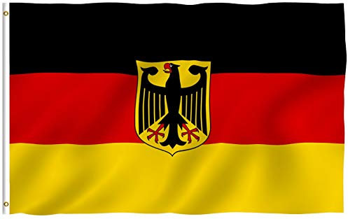 Anley Fly Breeze 3x5Pi Drapeau d'État Allemand-Couleur Vive Résistant aux UV-Tête en Toile/Double Couture-Drapeau d'aigle Allemagne Polyester Œillet en Laiton 3x5Pi