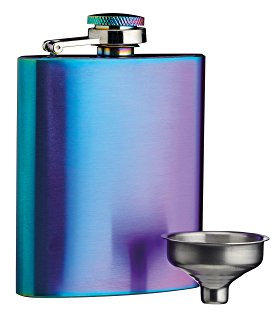 BarCraft Flachmann, Edelstahlkolben mit Kupferoberfläche, schillernde Regenbogenfarbe, 100ml Fassungsvermögen, 2 x 7 x 9,8cm, 1 Stück