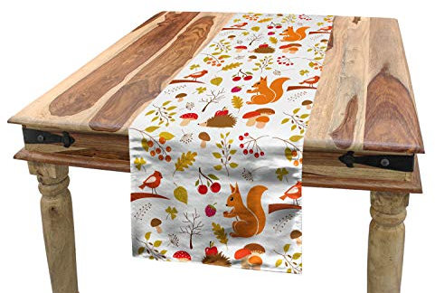 ABAKUHAUS Wald Tischläufer, Herbstliche Blumenelemente, Esszimmer Küche Rechteckiger Dekorativer Tischläufer, 40 x 180 cm, Ingwer Braun