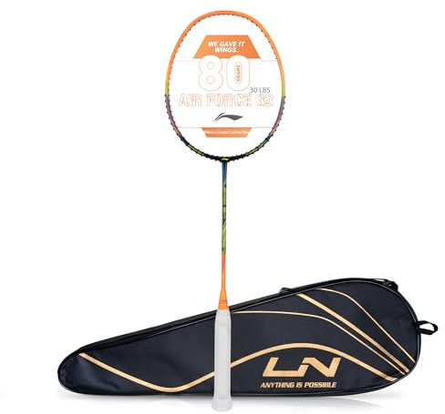 Li-Ning Air Force 80 Lite - Racchetta da badminton senza corde in fibra di carbonio con copertura completa