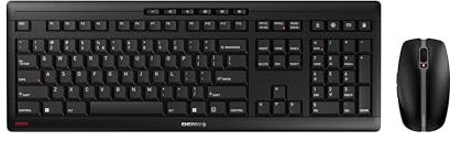 CHERRY STREAM DESKTOP RECHARGE, Kabelloses Tastatur-Maus-Set, EU-Layout (QWERTY), 2,4 GHz Funk, Leiser Tastenanschlag, Wiederaufladbar, Schwarz