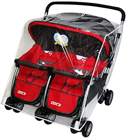Kinderwagen Regenbedeckung Doppelkinderwagen Regenschutz Kinderwagen Deckung Winter und Regen nebeneinander Baby Kinderwagen Cover Moskitonetz für Kinderwagenpuschelzubehör Regen & Windabdeckungen