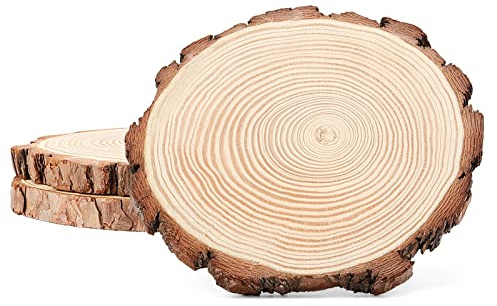 KEILEOHO 3 PCS 20-25cm Wood Log Slices, 8-10 Inch Unfinished Wooden Circles, Round Wooden Discs for Crafts Painting DIY Home Wedding Decor
