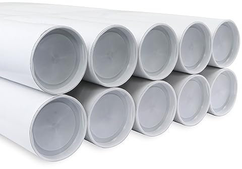 MagicWater Supply Versandrollen mit Kappen, 3,8 x 61 cm, Weiß, 10 Stück