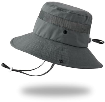 Wisafory Sombrero para el sol para niños, sombrero de pescador, sombrero de verano, sombrero de arbusto, ala ancha, protección solar, plegable, sombrero de playa, senderismo, protección UV, sombrero