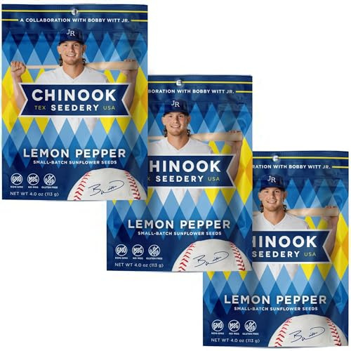 Chinook Seedery Roasted Jumbo Sunflower Seeds - Keto Snack - Best For Snack Packs - Gluten Free, Non-GMO Sunflower Seeds Snacks - Flavored 4 oz (Pack of 3) - Lemon Pepper Flavor