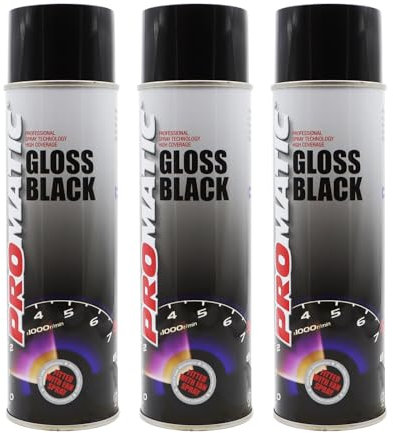 PROTOUCH 3x Promatic Gloss Black Spray Paint, 500ml, Fast Drying, Weatherproof, UV/Scratch/Impact Resistant