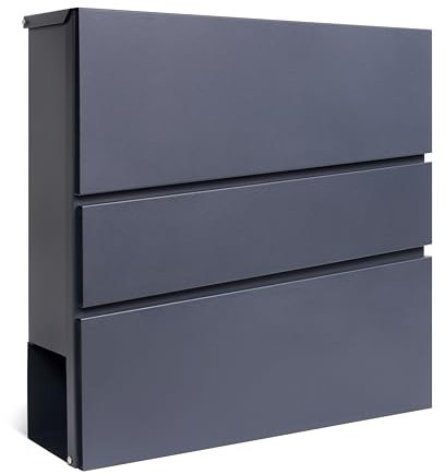 Assorted collections Boîte aux Lettres Murale avec Porte-journaux, verrouillable avec 2 clés, Design Moderne boîte aux Lettres, Facile à Installer, 37 x 10,5 x 37 cm (Gris)