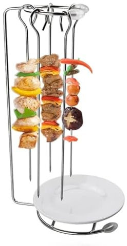 Morkite brochetas,Estante Colgante de Acero Inoxidable,Soporte Vertical para Pinchos de Barbacoa,Pinchos Barbacoa Acero Inoxidable con Soporte para,24 cm de Largo,adecuadas para Fiestas de Barbacoa