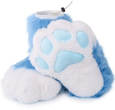 ZFKJERS Cosplay Animal Cat Plastic Claws for Fursuit Feet Paw Shoes Furry Paw Slippers Adults Costume Accessories Set (Blue)