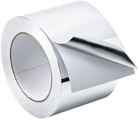 QWORK® Cinta Adhesiva de Aluminio Ancha 80 mm x 50 M - Cinta Selladora Resistente al Calor e Impermeable - para Sellar, Reparar y Aislar