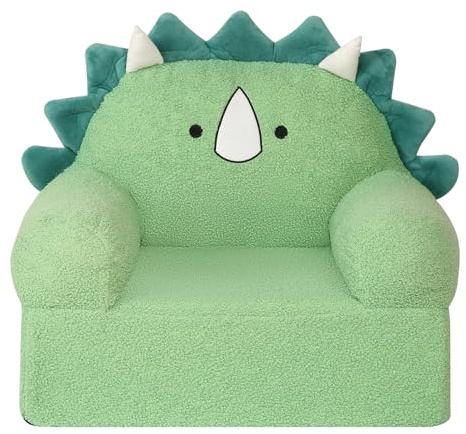 MOMCAYWEX Comfy Toddler Chair, Snuggly Kids Armchair, Green Dinosaur