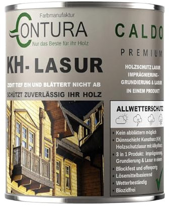 Contura KH Lasur 3in1 Holzlasur Holzschutzlasur UV- Holzschutz Dünnschichtlasur Holzöl Wetterschutz (R01011 Kiefer/Lärche (Tannenholz), 500ml.)