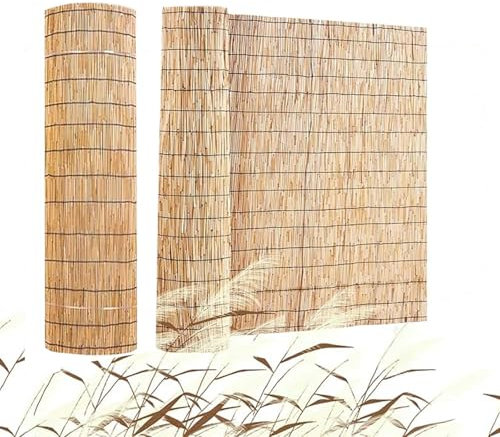 Schilfmatte Bambus,Gartenzaun Sichtschutz,Natürliche Bambusmatte,Balkonverkleidung Wetterfest,Hochwertig,Als Sichtschutz Zaun, Blickschutz, Atmungsaktiver Für Balkon, Terrasse(H100xL400cm/3.2x13ft