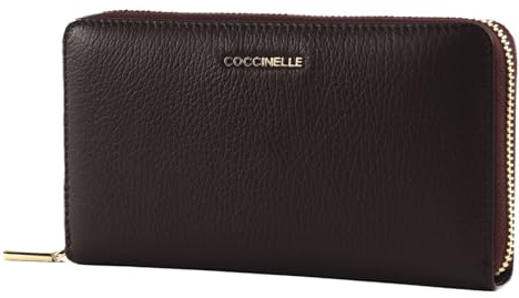 Coccinelle Cuir Porte-Monnaie Metallic Soft Wallet Grained Leather Prune Violet foncé