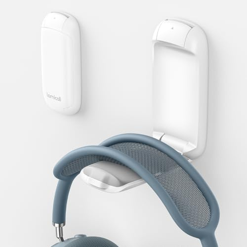 Lamicall Headphone Stand, Sticky Headset Holder - Foldable Headphone Holder Hook Mount, Adhesive Headset Hanger Clip Under Desk, Earphone Clamp for Airpods Max, HyperX, Sennheiser, White