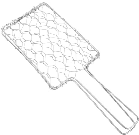 JOINPAYA Cestino per Barbecue in Ferro Argento Manico, per Pesce e Bistecca, per Picnic e Campeggio, Accessorio Essenziale per Grigliare All'aperto