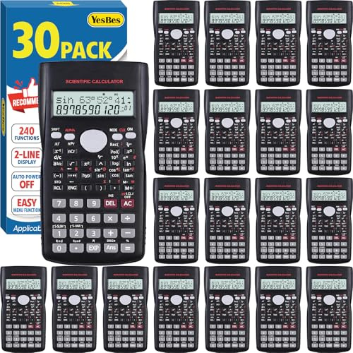 30 Pack Scientific Calculators, 2-Line Large Screen Display 240 Functions Scientific Calculators for Students, Math Algebra Fraction Calculator for High School College School