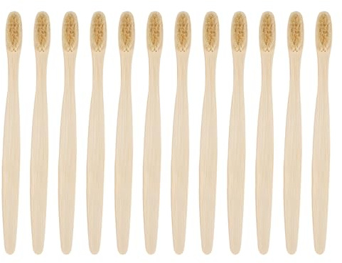 10 cepillos de dientes de bambú suaves, cerdas de fibra de carbono de bambú para una mejor limpieza, juego familiar