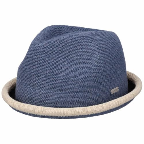 CHILLOUTS Boston Player Stoffhut Strickhut Sommerhut Trilby Damenhut Herrenhut Porkpie Pork Pie Damen/Herren - Frühling-Sommer Sommer - M (56-57 cm) blau
