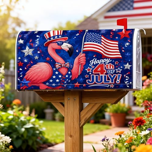 Coperture magnetiche per cassette postali con uccelli tropicali, bandiera americana patriottica festiva con stelle del 4 luglio, per decorazioni esterne, 45,7 x 53,3 cm