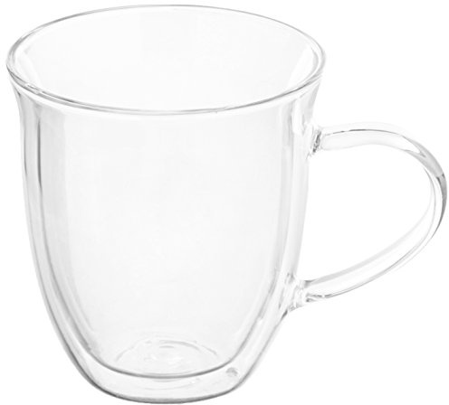 BonJour Coffee Insulated Borosilicate Glass Latte Cups, 2-Piece Set, 12-Ounces Each
