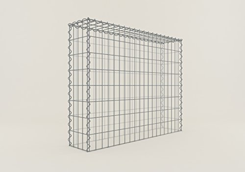 GABIONA Cesta de piedra de gavión rectangular, malla de 5 x 10 cm, profundidad de 20 cm, cesta de cultivo tipo 3, cierre de espiral, galvanizado (100 x 70 x 20 cm)