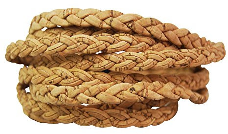 Korkband & Korkschnur Vegan | Flach, Rund, Geflochten | Für Schmuck, Armbänder, Ketten | Bastelmaterial | Ökologisch & Nachhaltig | DIY Zubehör (Beige (geflochten), 6mm rund)