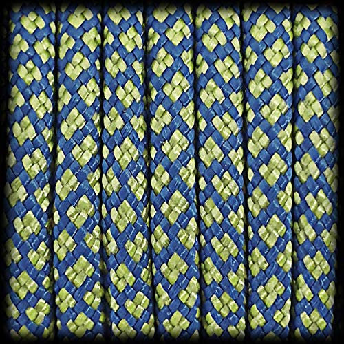 Ganzoo Paracord 550 Seil Diamond 30 Meter Nylon/Polyester-Seil mit 7 Kern-Stränge für Armband, Leine, Halsband, 4mm Stärke | Mehrzweck-Seil | Survival-Seil | Parachute Cord | Gelb Hellblau