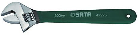 SATA ST47226SC Rollgabelschlüssel, Einmaulschlüssel, Englender, Schraubenschlüssel verstellbar 15/375 mm, aus Chrom-Vanadium Stahl mit Messskala und Tauchgriff