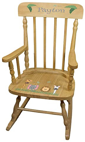 My Bambino Personalized Natural Childrens Rocking Chair (Safari)