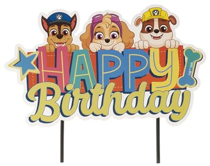 Cake Topper Paw Patrol Decorazione per Torta Happy Birthday in Carta