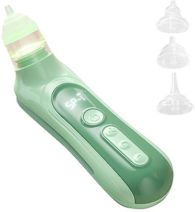 Matybobe Elektrischer Baby-Nasensauger, Reiniger für Kleinkinder, 5 Saugstufen, geräuscharm, mit beruhigender Musik, buntes Licht, 3 Stück Silikon-Saugspitzen, Aufbewahrungsbox