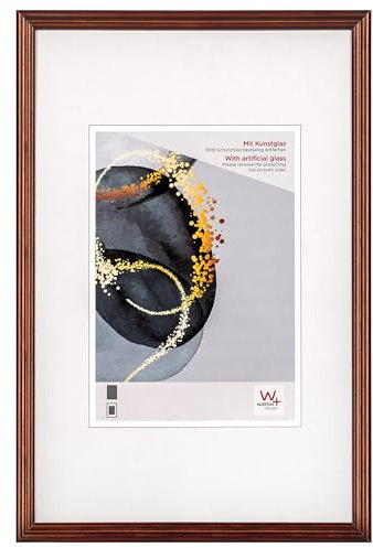 walther design Select HSX520P - Cornice in legno, con vetro sintetico, 15 x 20 cm, marrone scuro