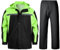 Yukirtiq Herren Regenanzug Outdoor Reflektierende Wasserdichte Anzug Fahrrad Regenjacke und Regenhose Regenbekleidung Regenkombi für Angeln Wandern Hundesport, Grün, XXL