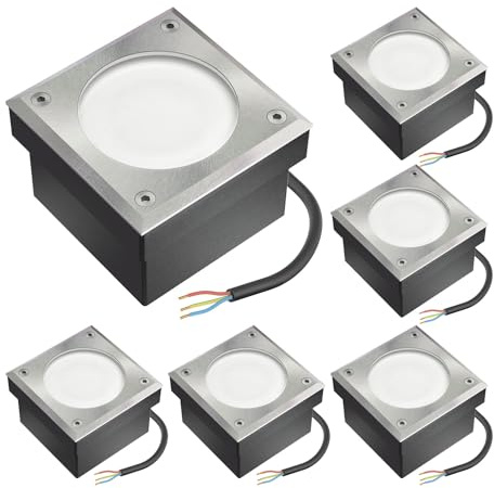 ledscom.de 6x LED Pflasterstein NEOLUM für außen, IP67, eckig, 10 x10cm, inkl. GX53 Leuchtmittel, 56lm, weiß